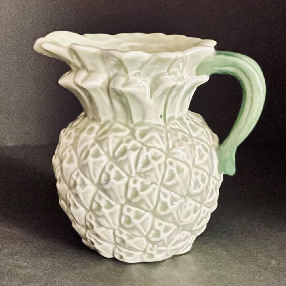 SOLD Collectible Anthropologie 4” ceramic pineapple shaped pitcher/creamer.